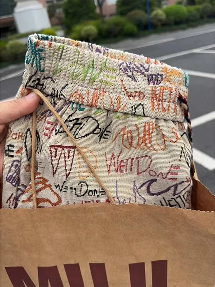 American Fiti Gestrickte Orts Herren Sommer Dünne Trendige Marke Brief Drucken Strand Vaion Fünf-Viertel Länge Gerade Bein...