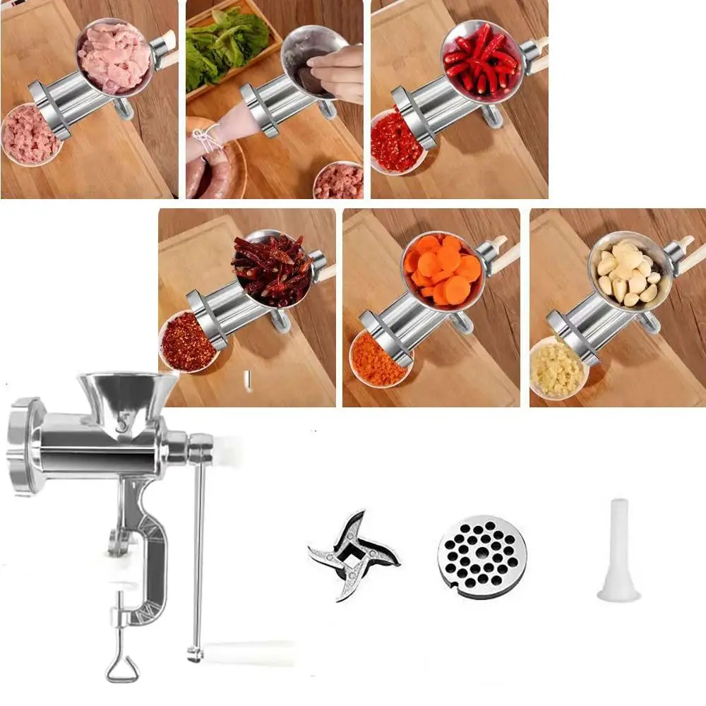 Adjustable Meat Mincer Grinder Heavy Duty Hand Operated Noodles Grinder Manual Aluminum Alloy Pressing Sausage Milling