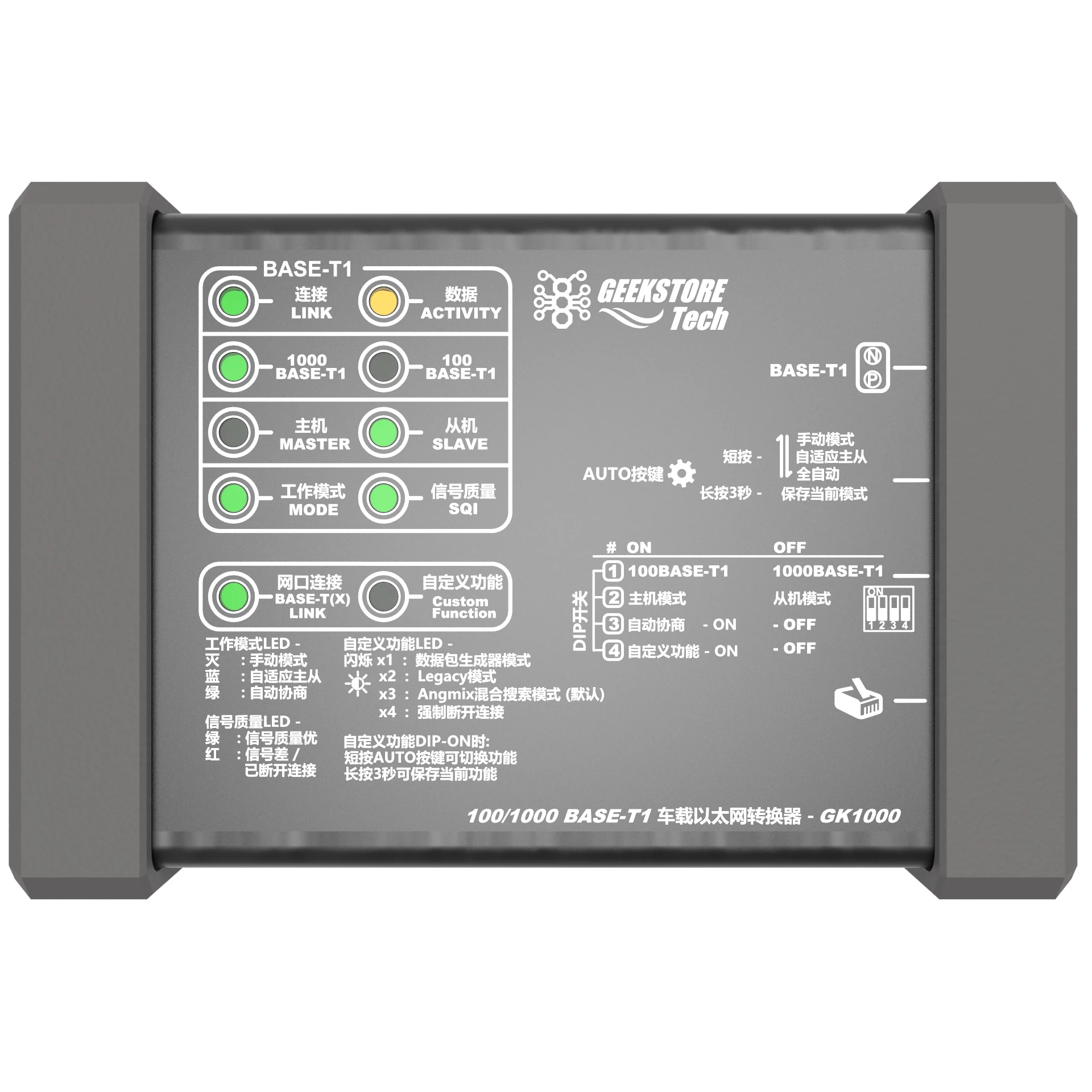 Conversor Ethernet para carro Gigabit 1000Base-T1 para Ethernet padrão RJ45