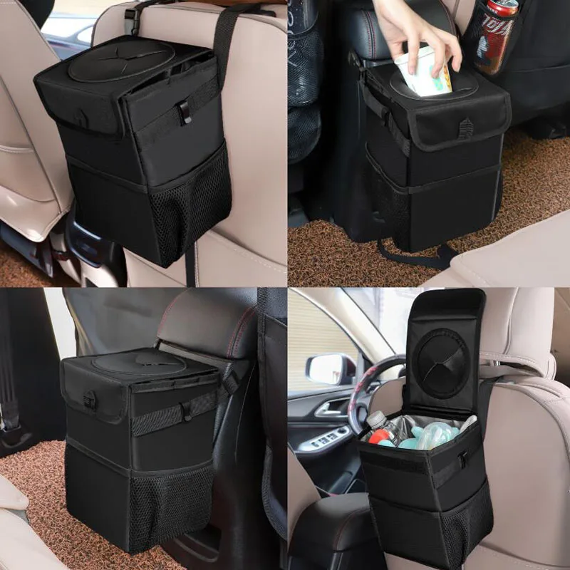 Waterproof Car Trash Can Bin Dump Storage Portable Multifunction Organizer Garbage Closeable Foldable Interior Auto Accessories