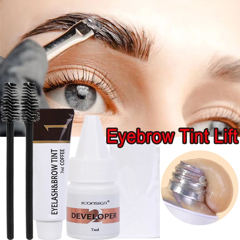 Dye Eyebrow Gel Lifting Lash Cream Waterproof 2 in 1 Fast Tint Semi Permanent Black Brown Eyebrow Enhancer Tattoo Pigment Makeup