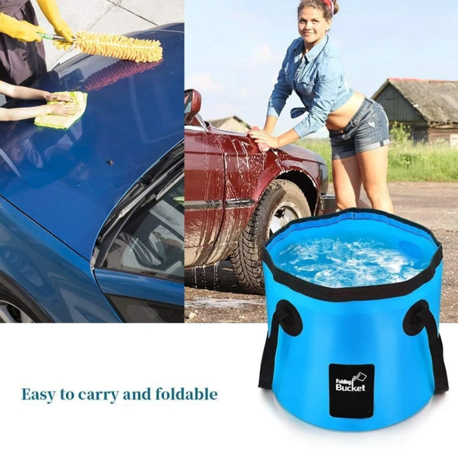 12L Portable Foldable Water Bucket Fishing Bucket Folding Water Container for Travelling Camping Hiking Fishing Washing