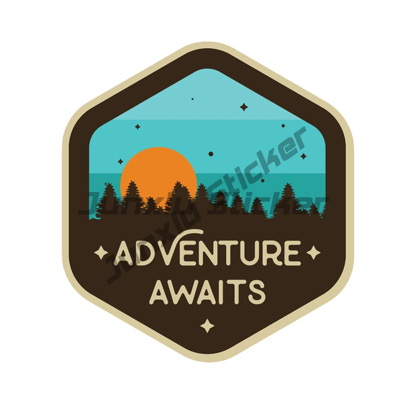 Self-adhesive Decal for Adventure Awaits Sunset Camping Travel Car Sticker Waterproof Auto Decors on Bumper Rear Window