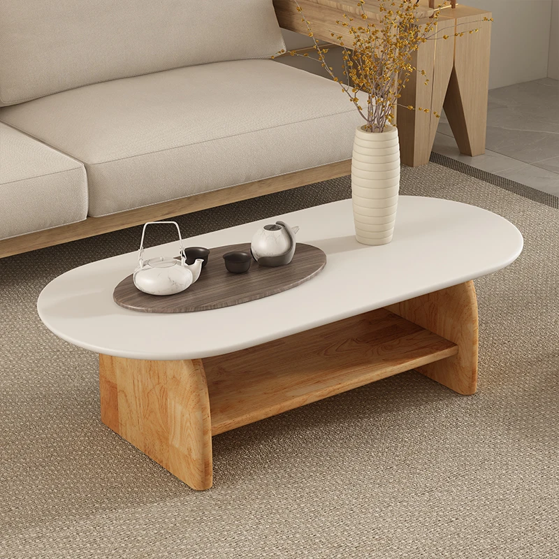 

All solid wood cream style coffee table small apartment coffee table living room household small coffee table simple modern crea