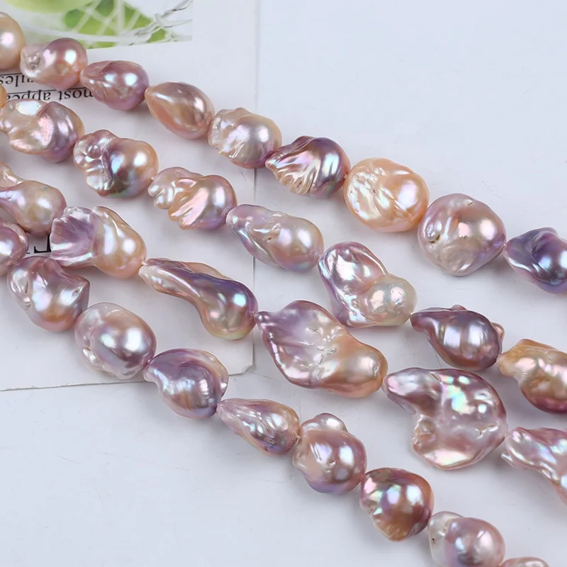 

15-23mm Natural Pink Purple Color Freshwater Pearl Baroque Strand Diy Jewelry Accessories