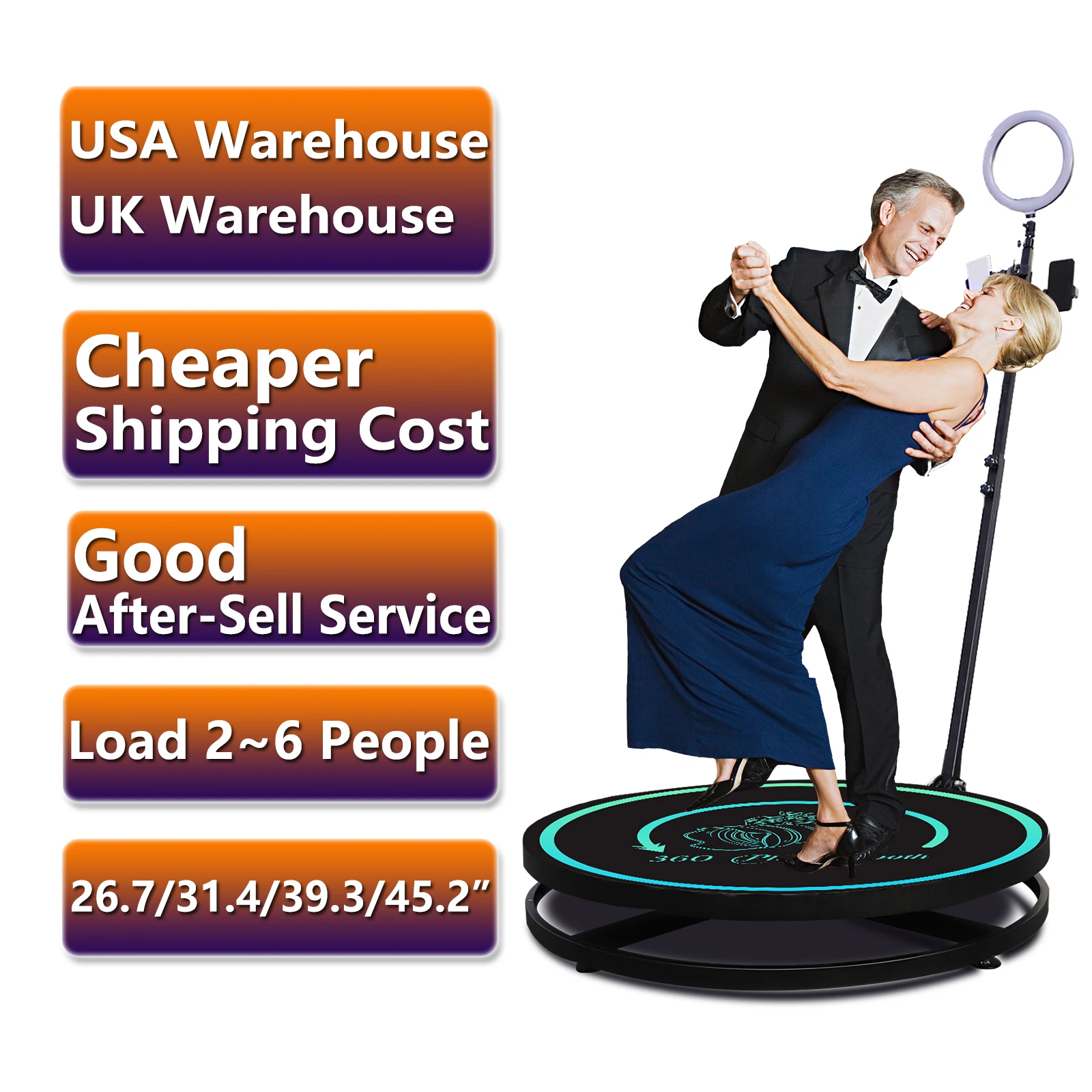 Fast Delivery Software Wireless Control 57cm 68cm 360 Photo Booth For Wedding Stage
