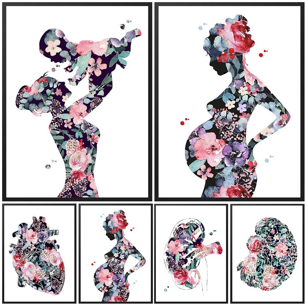 Femme Enceinte Nourrir La Vie Organe Cerveau Coeur Affiche, Art Mural, Peinture Sur Toile, Décor, Gérer Pour Salon, Sans Cadre