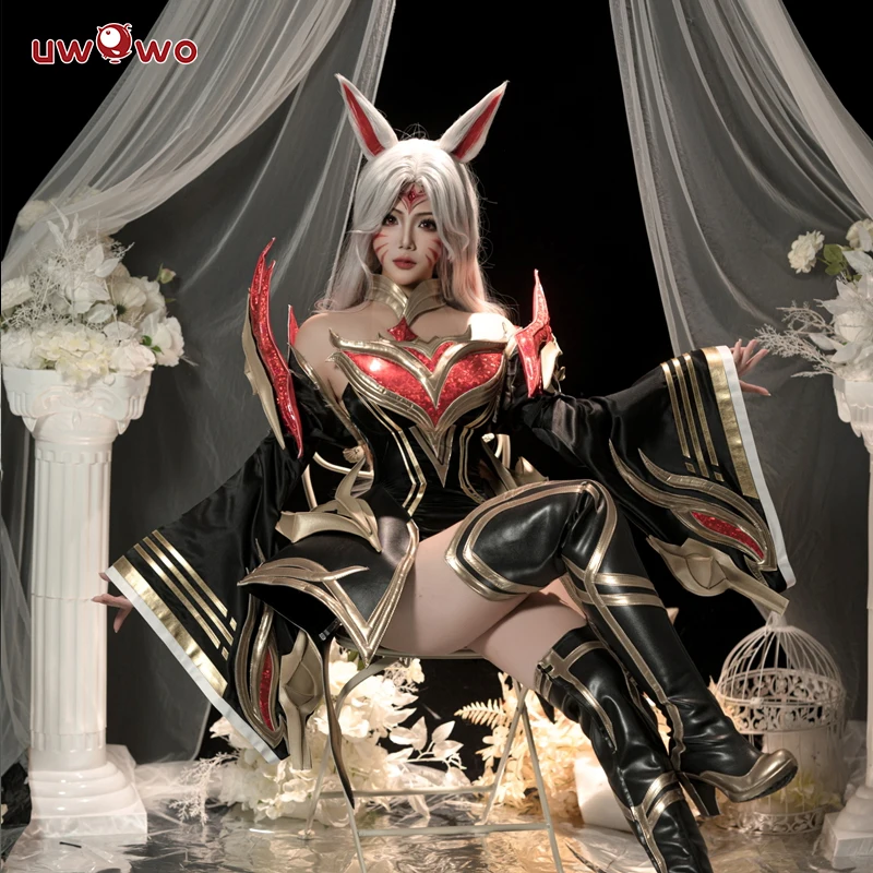 ПРЕДПРОДАЖА UWOWO Ahri Косплей League of Legends/LOL: Immortalized Legend Ahri Косплей Костюм с хвостом и чехлом Хэллоуин Cos