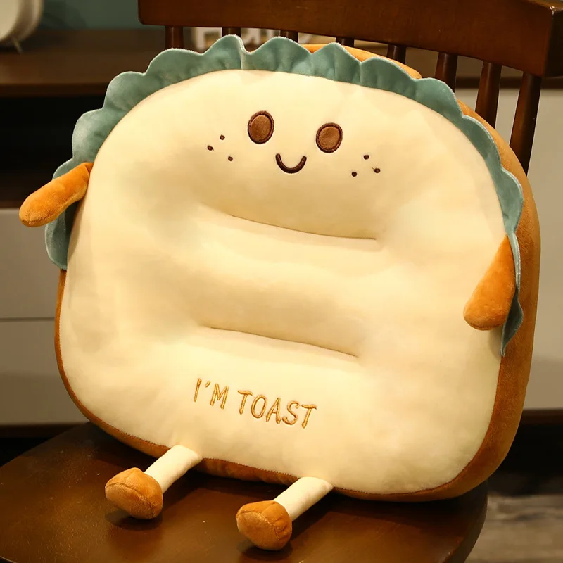 Super cute bread cushion Soft plush toast car cushion for Bedroom and Sofa dining chair mat soft comfortable square thicken seat