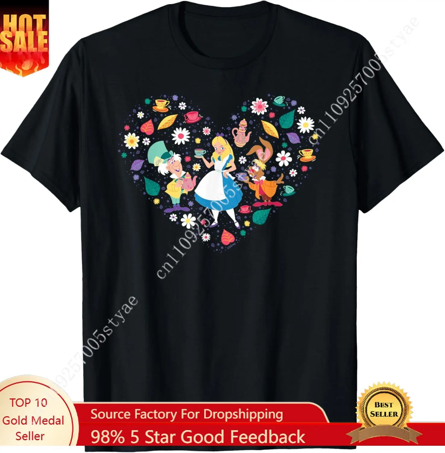 

Disney Alice in Wonderland Tea Party Heart Valentine's Day T-Shirt