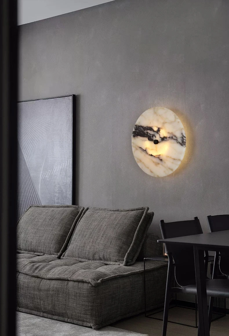 

Nordic round natural stone wall lamp,LED black color iron art decorative atmosphere lamp,for hotel,living room,bedroom YX789HG