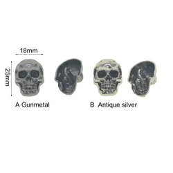 6pcs Antique Silver Gunmetal 1 Inch 3D Pirate Skull Head Alloy One Hole Button DIY Clothes Jeans Backpacks Blanket Hats
