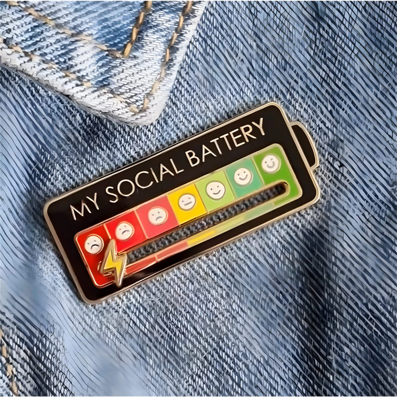 4-1pcs 7 Moods My Social Battery Enamel Brooch Aesthetic Brooches Alloy Fashion Jewelry Mood Brooch for Clothes Sweater Shawl