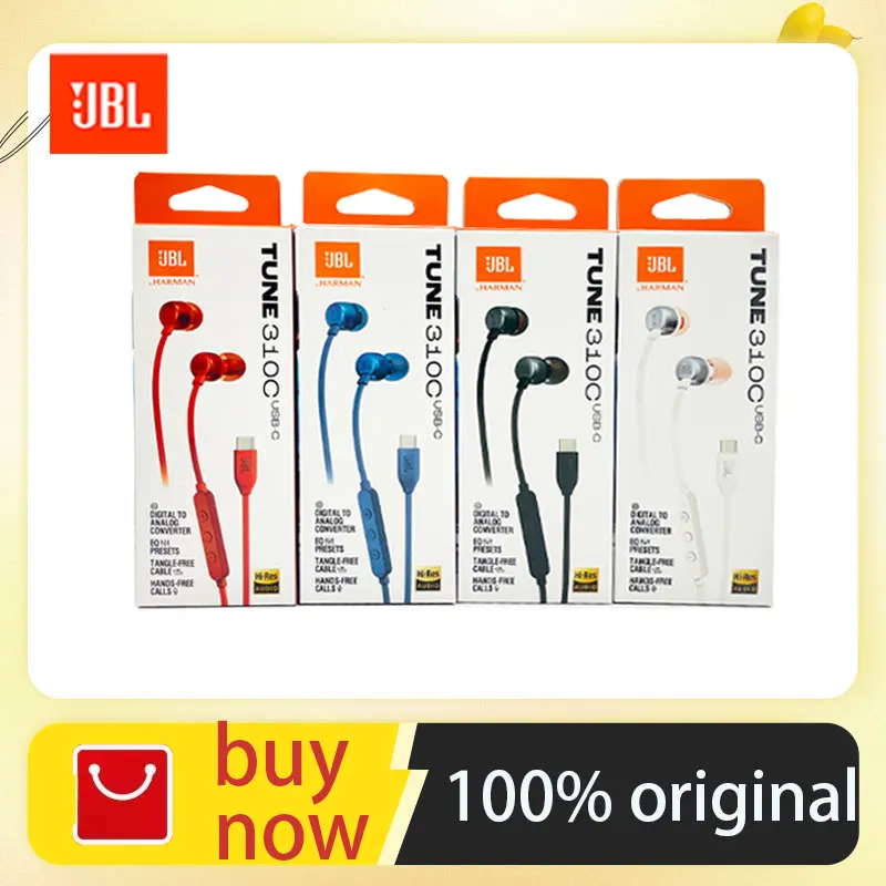 

JBL TUNE 310c T310C USB-C Проводные наушники-вкладыши Hi-Res Type-C Наушники с микрофоном Наушники-вкладыши