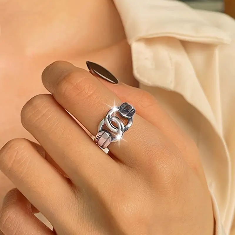 

Цельное антикварное геометрическое поворотное кольцо, регулируемый ювелирный подарок в стиле хип-хоп