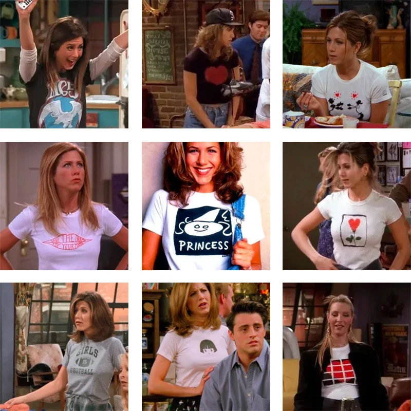 

2025 Summer New Women's Short Sleeve Riends Rachel Monica Wore The Same Round Neck Cotton Short Sleeve T-shirt