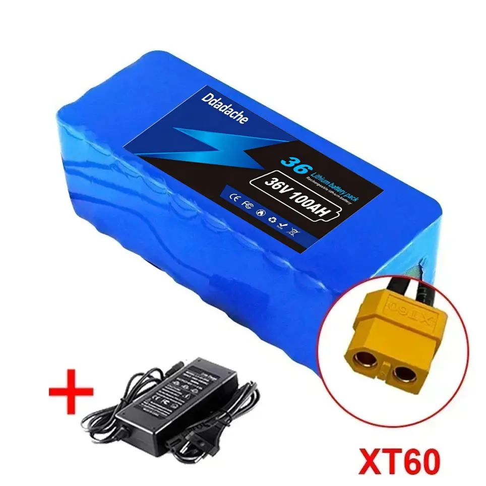 10S4P 36V 100000mAh lithiumbatterij elektrische scooter 18650 batterijpakket + gratis oplader