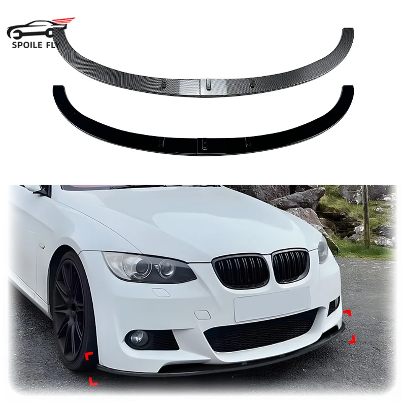 

For BMW 3 Series E90 M3 E92 E93 Coupe 2006-2013 M Sport 2/Pcs ABS Car Front Lip Bumper Spoiler Glossy Black Or Carbon Fiber Look