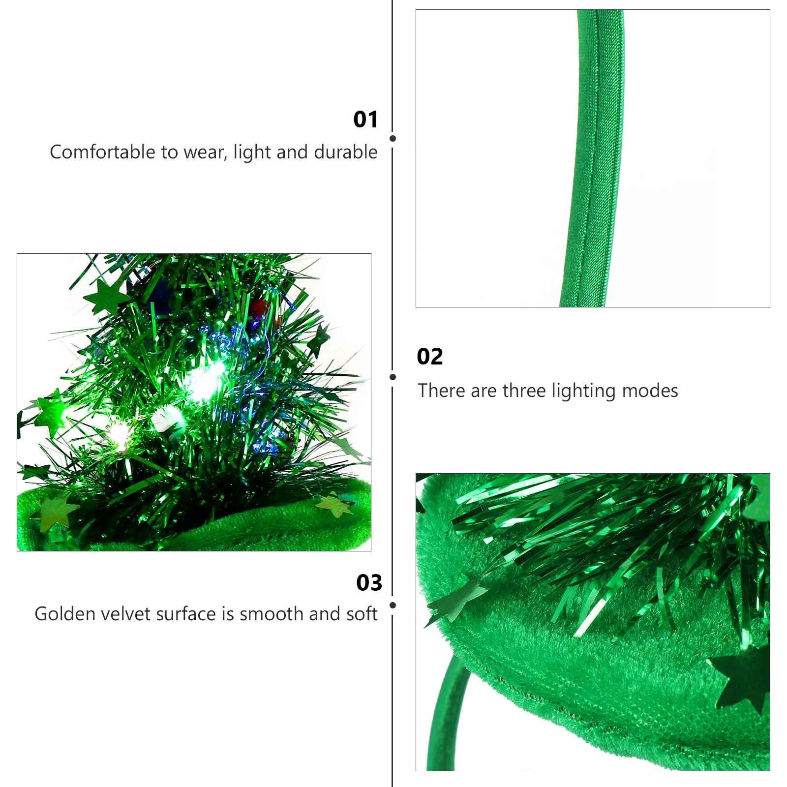 

2Pcs Xmas Tree Hairband Christmas Headband Party Hair Props Reusable Smooth Surface Safe for Children Adults Christmas Hair Hoop