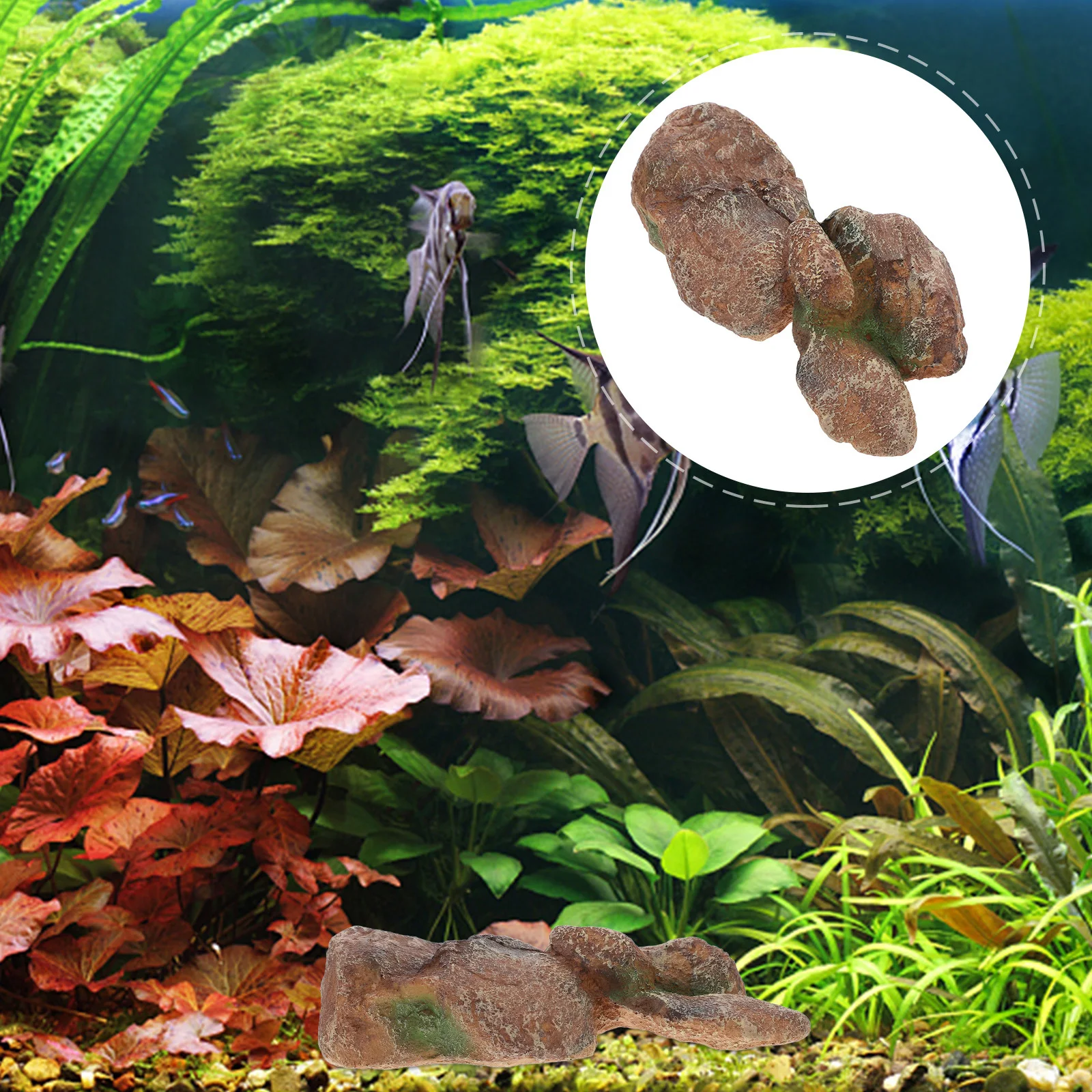 

Aquarium Stone Ornament Artificial Landscape Fish Tank Decoration Rockery Betta Fish Hideout Resin Durable