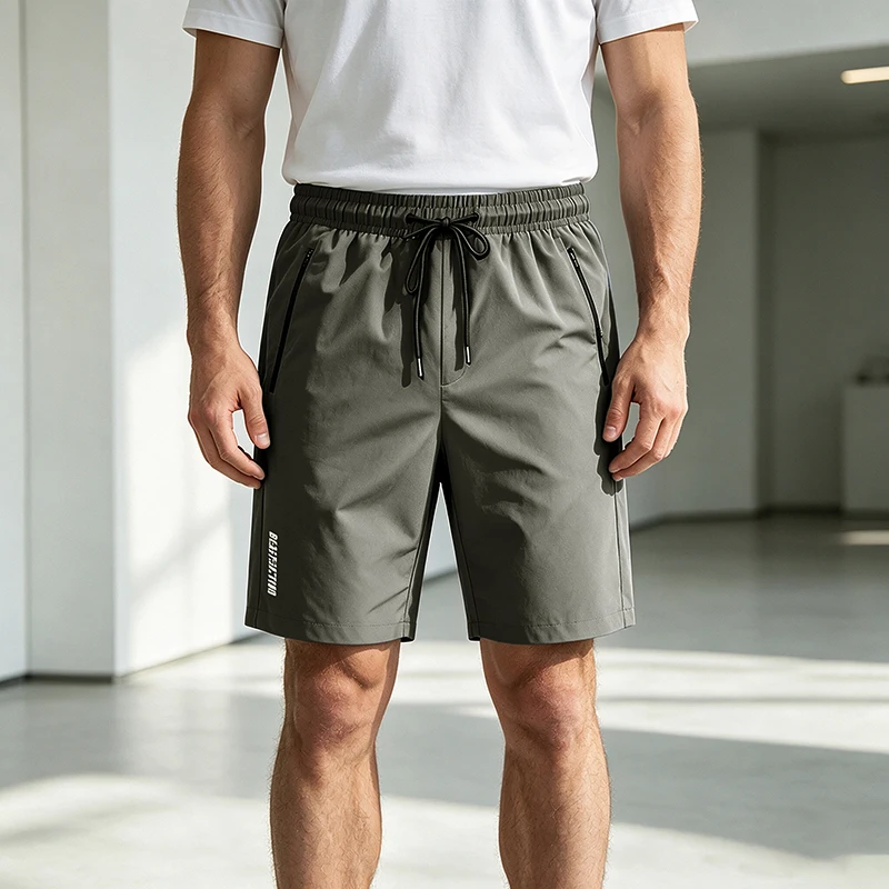 2026 New Men Quick Dry Drawstring Sport Shorts Loose Fit Gym Running Training Daily Outdoor Vacation Casual Short Pants