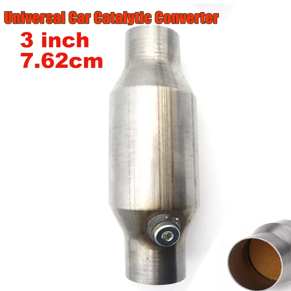 Convertidor catalítico Universal de 3 pulgadas y 7,62 cm, Sensor de oxígeno, escape, 400 celdas, convertidor catalizador de alto flujo, acero inoxidable Euro1