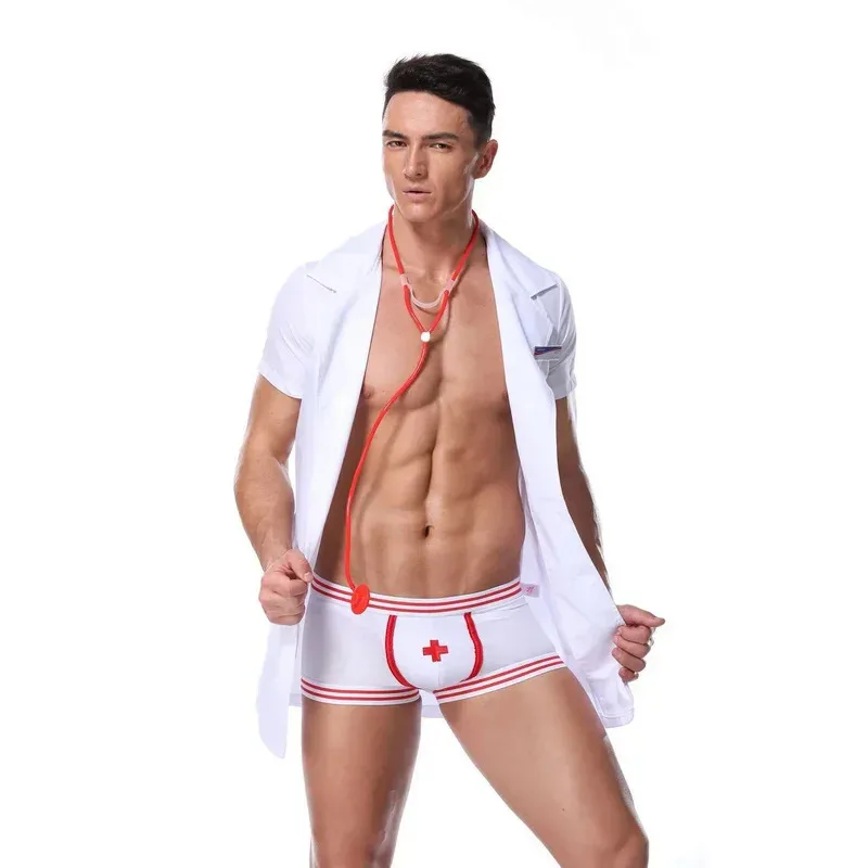 Disfraces de lencería de médico para hombres y adultos, jugadores de rol de Halloween