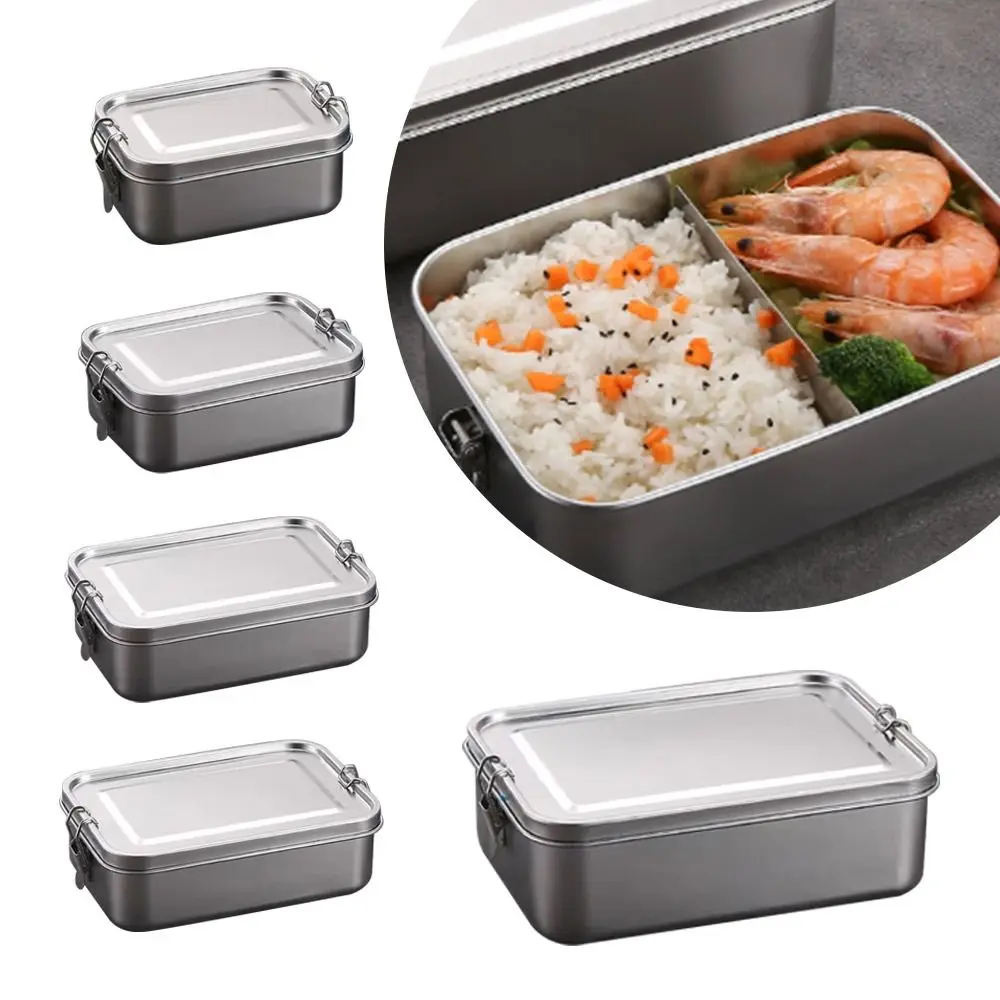 

Durable Stainless Steel Bento Box Square Large Capacity Lunch Box with Lid Leakproof Lunch Container Outdoor