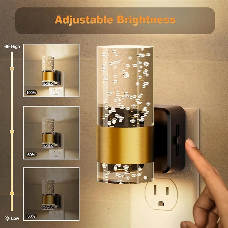

【CLEARANCE】Auto-Sensing 2PCS LED Night Lights With Adjustable Brightness, Wall Plug-In, US Plug