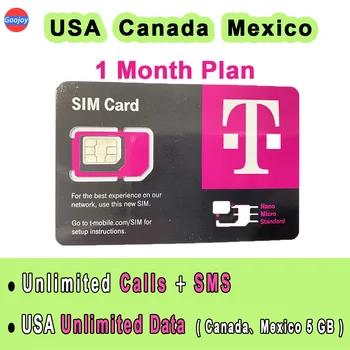 1 miesiąc USA、Canada、Mexico Prepaid Sim / eSIM Card; 5G/4G Unlimited Data & CALL & SMS (Canada, Maxico 5GB);America Internet LTE Data