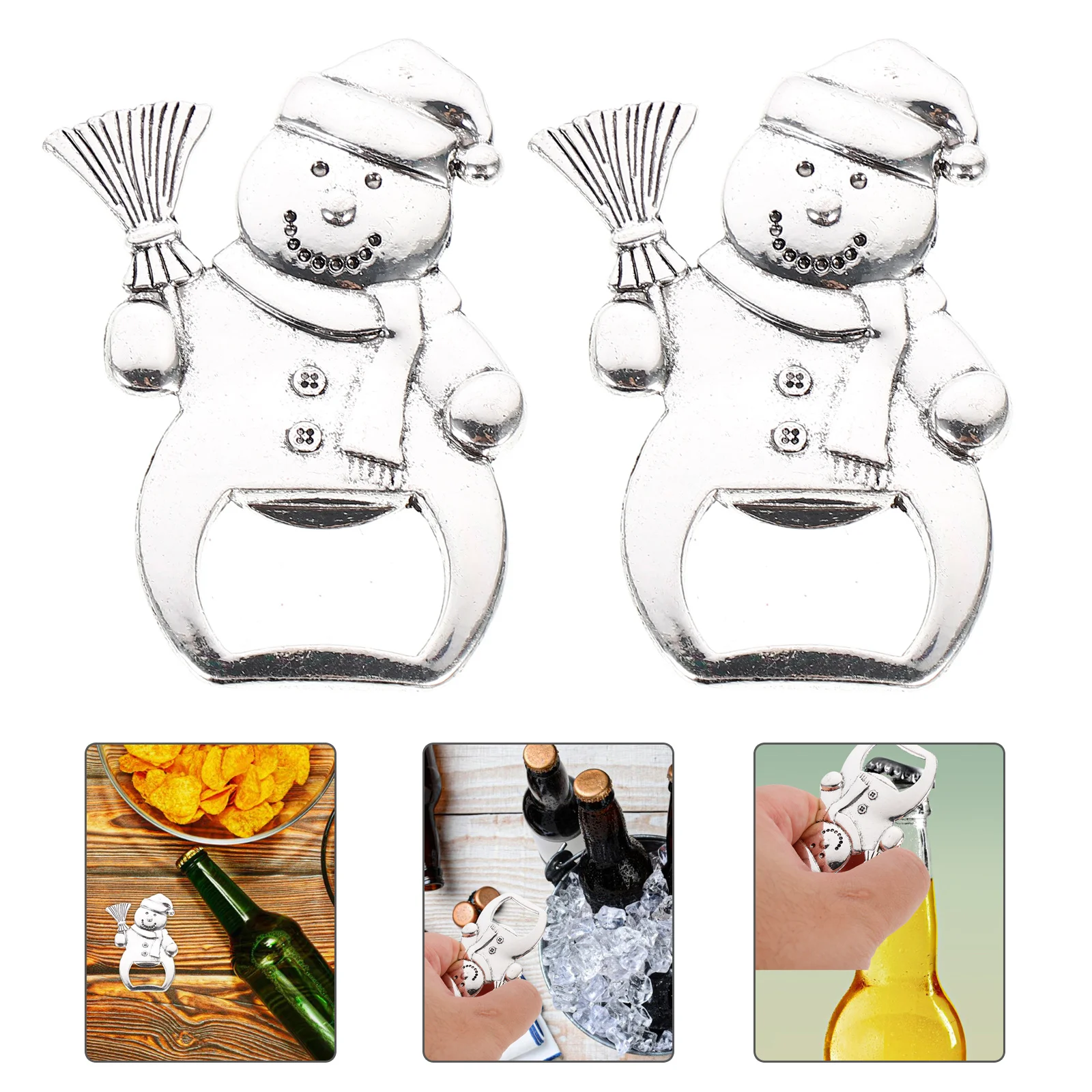 2 قطعة عيد الميلاد ثلج زجاجة قسط سبائك الزنك متعددة الوظائف جرة غطاء فتاحة للمنزل بار مطعم النبيذ البيرة فتاحة