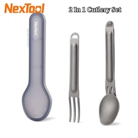 NexTool 2-in-1 Pure Titanium Tableware Set Outdoor Household Frosted Knife and Fork Spoon Travel Camping Portable Knife Fork Set