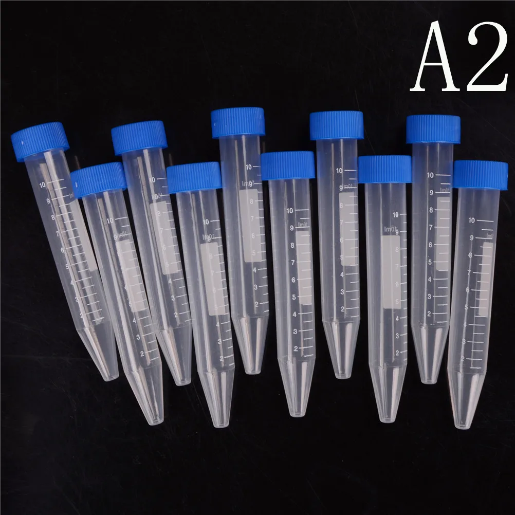 10X 10ml Plastic Centrifuge Test Tube Vial Container Self Standing Screw Cap