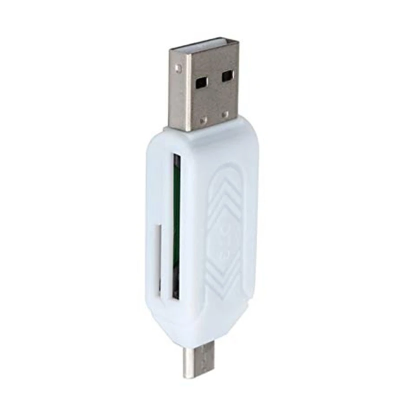 Multifunctional Otg 2.0 Dual-Purpose Android Phone Computer Card Reader SD/TF Combo Card Reader-White