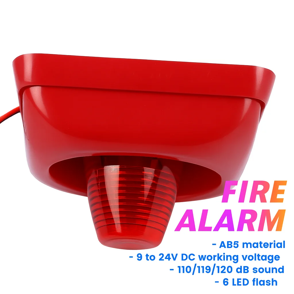 Mini Fire Alarm Strobe Horn | 115dB Audible & Visual Warning Device | LED Beacon Flash 120/min | DC12/24V Wide Voltage Alarm