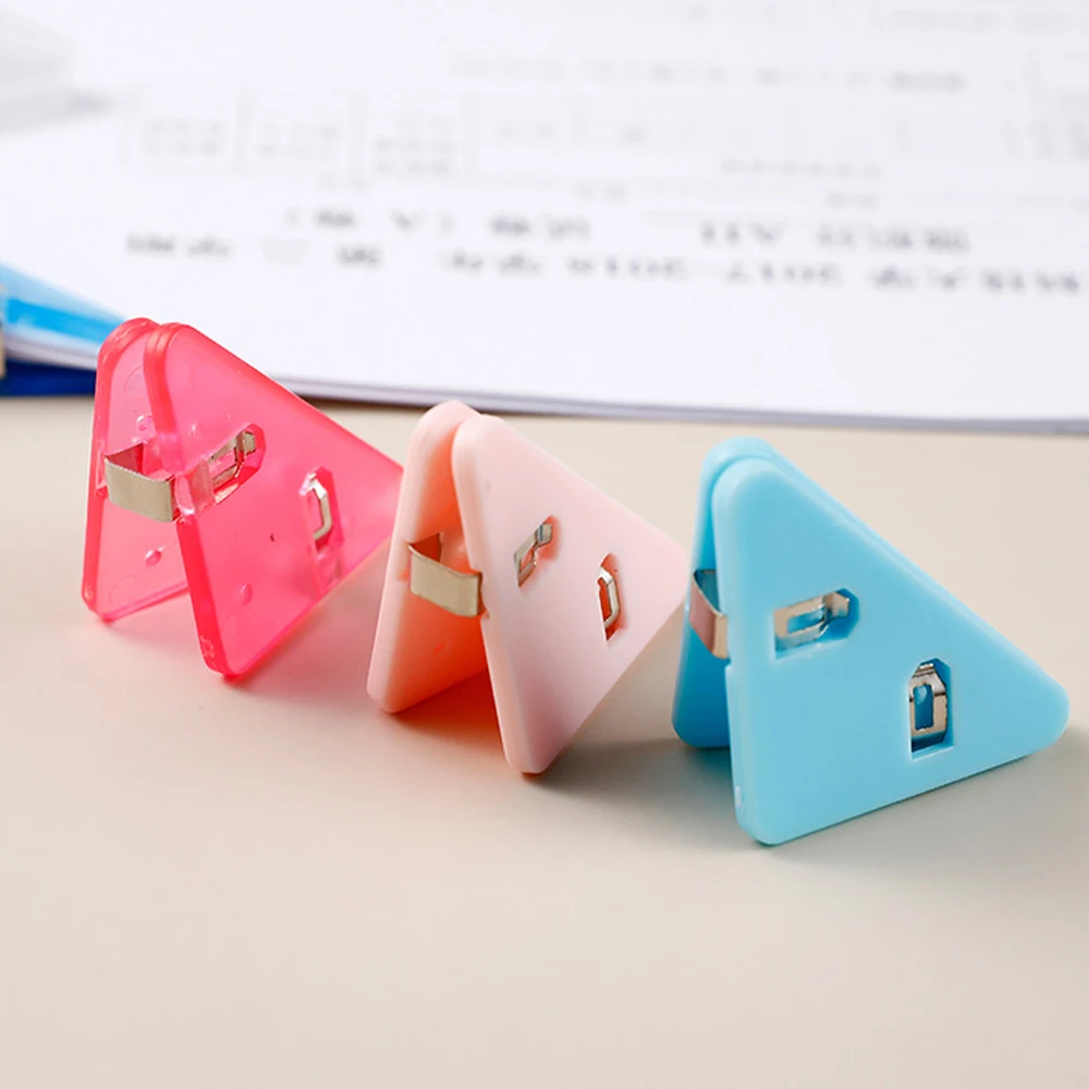 5pcs/set Triangle Clip Office Stationery Acrylic Folder Ticket Receipt Receipt Organiser Random Colour