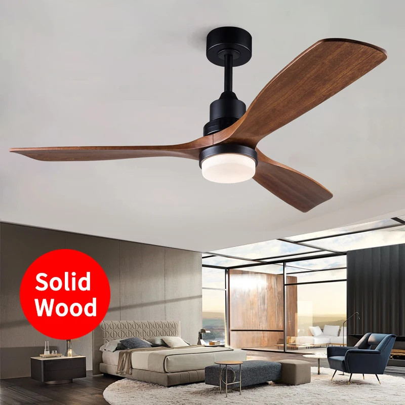 42/52 Inch Solid Wood Ceiling Fan, for Living Rooms, Bedrooms, Dining Rooms, and Study Rooms, with Remote Control Fan Lights