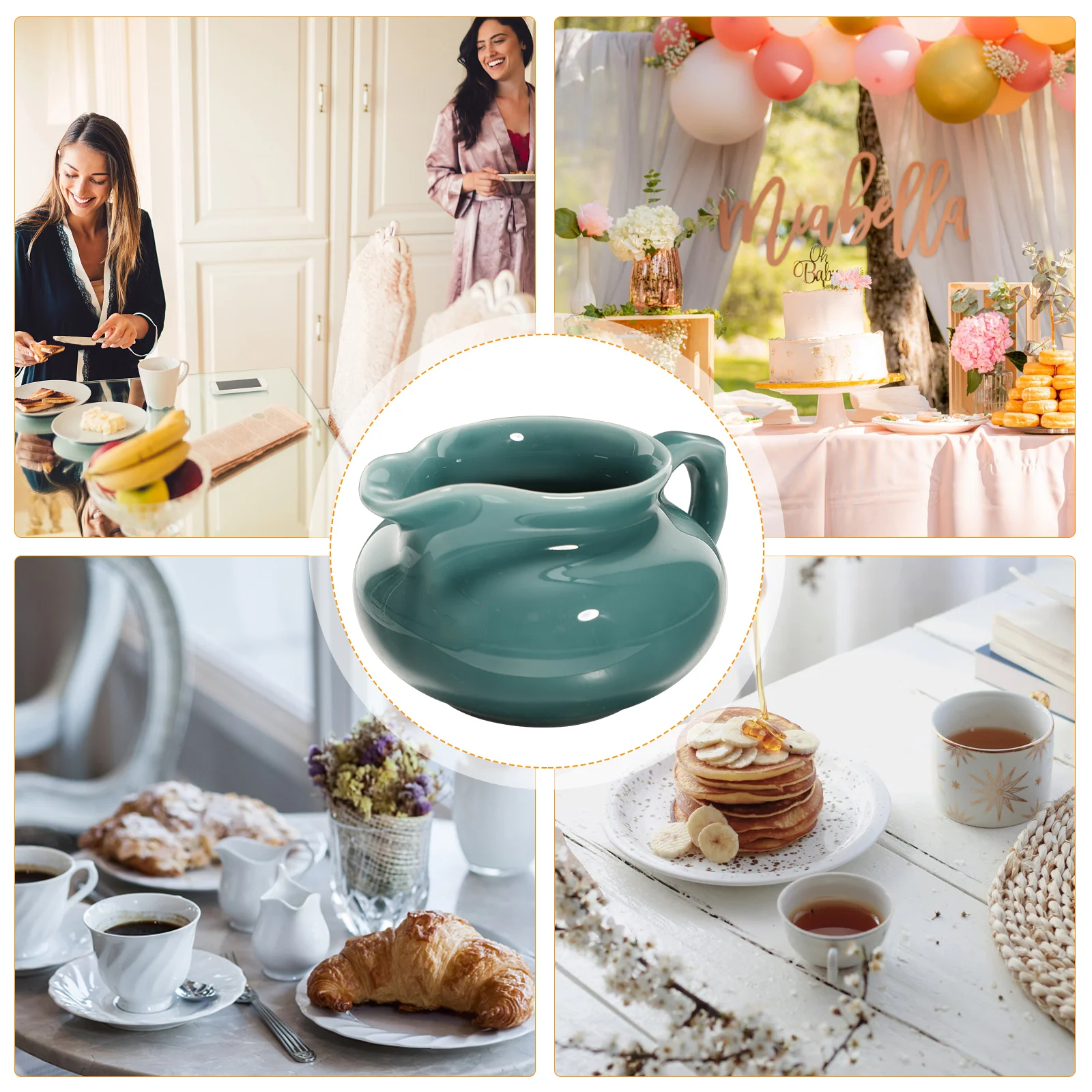 

Ceramic Gravy Boat Multi-Function Sauce Cup Condiment Bowl Modern Household Dipping Container Gift for Friends and Family