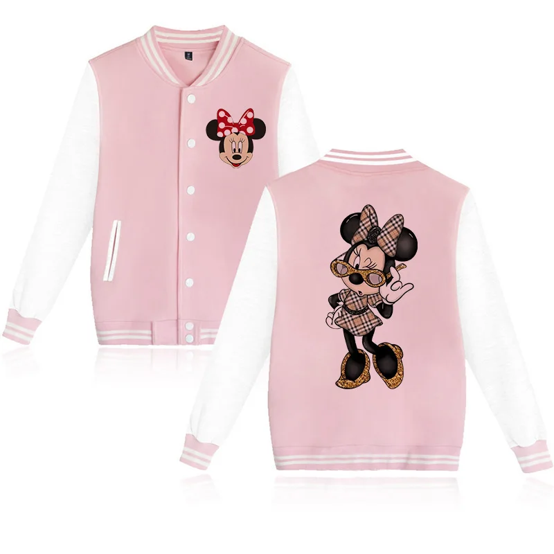 Veste de Baseball Dessin Animé Disney pour Enfant, Sweat à Capuche Minnie Mouse, Vêtement pour Fille et Garçon