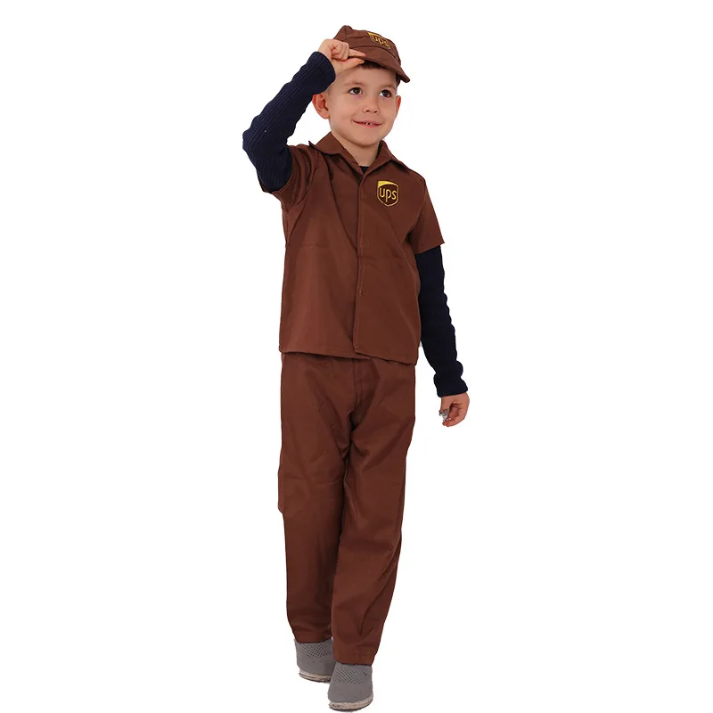 Neutral Children's Postal Worker Cosplay Halloween Cosplay Professional Dress Children's Postman Stage Performance Costumes