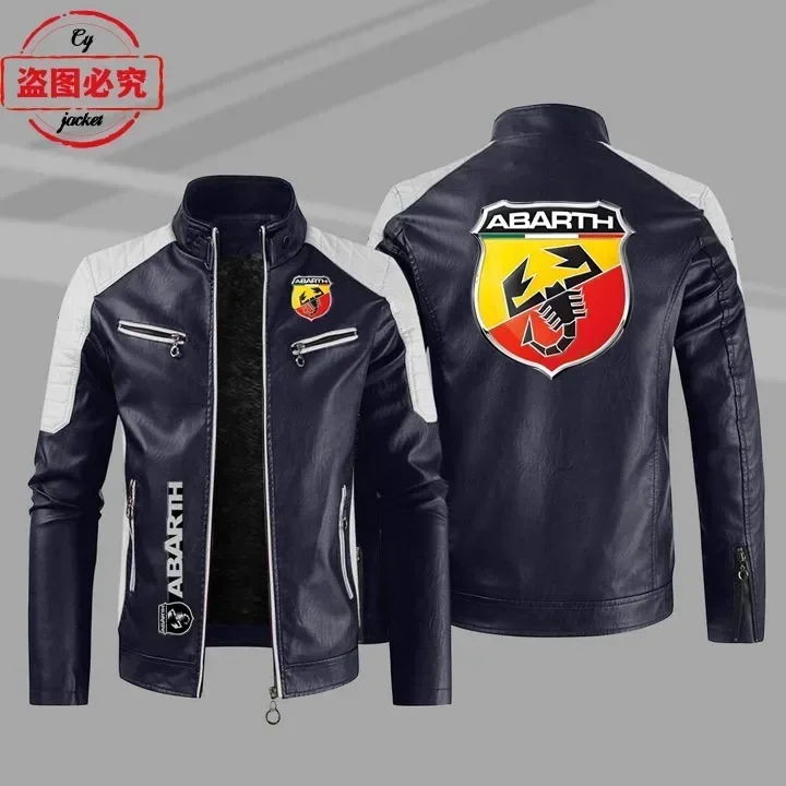ABARTH car logo spring and autumn leather jacket pu leather jacket windproof autumn and winter men's jacket ABARTH work clothes
