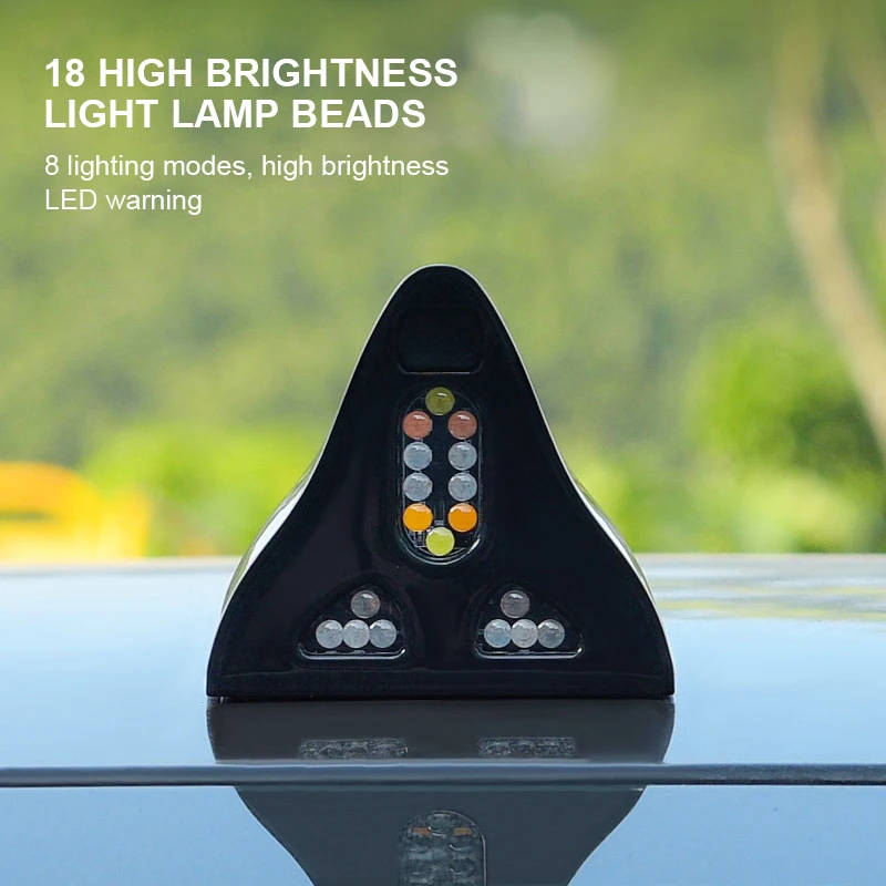 Universal Car Shark Fin Antenna Unique Strobe Light Solar Energy Remote Signal Roof Anticollision Decoration Lights Car Styling - Image 3