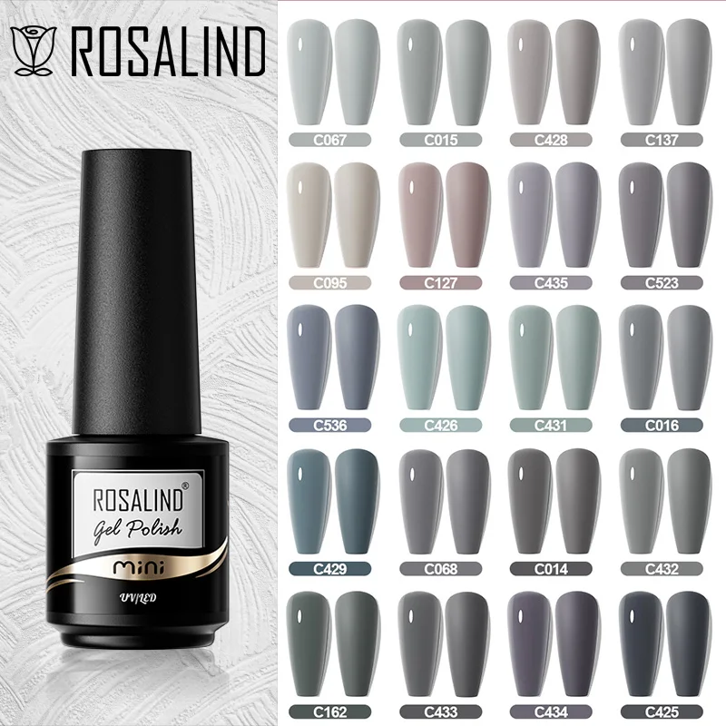 

ROSALIND Nude Pure Color Nail Gel Polish Hybrid Varnish Semi Permanent Nail Art Soak Off UV Gel Nail Polish Top Base Coat