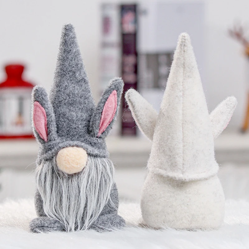 Easter Ornament Fuzzy Rabbit Ears Bunny Dwarf Doll Seasonal Faceless Gnome Plush Doll Gift For Kids Girls