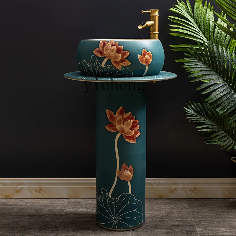 

LSL ceramic column type balcony column basin vertical basin floor type integrated pool household