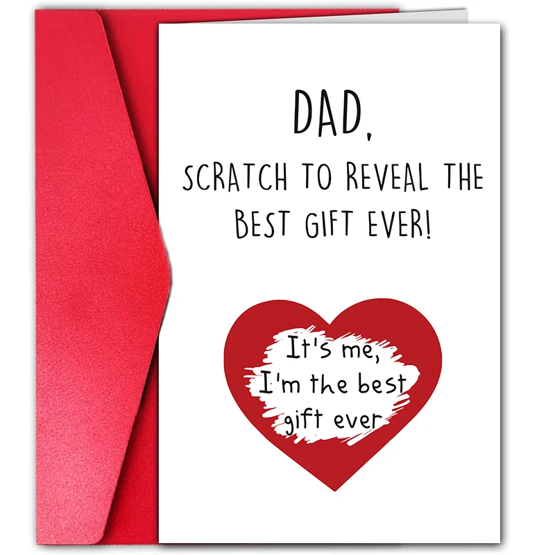 1 pc fun Father\'s Day card with creative scratch-off hearts. Creative card. The perfect gift for your dad.