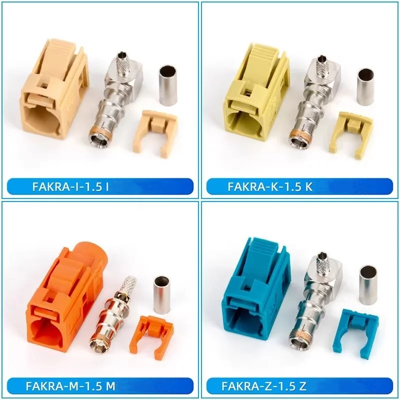 CONNECTOR FAKRA-KW-1.5 car mounted SMB 1.5 female elbow car connector ABCDEFGHKZ type connection RG174/RG316 wire 10pcs/Lot
