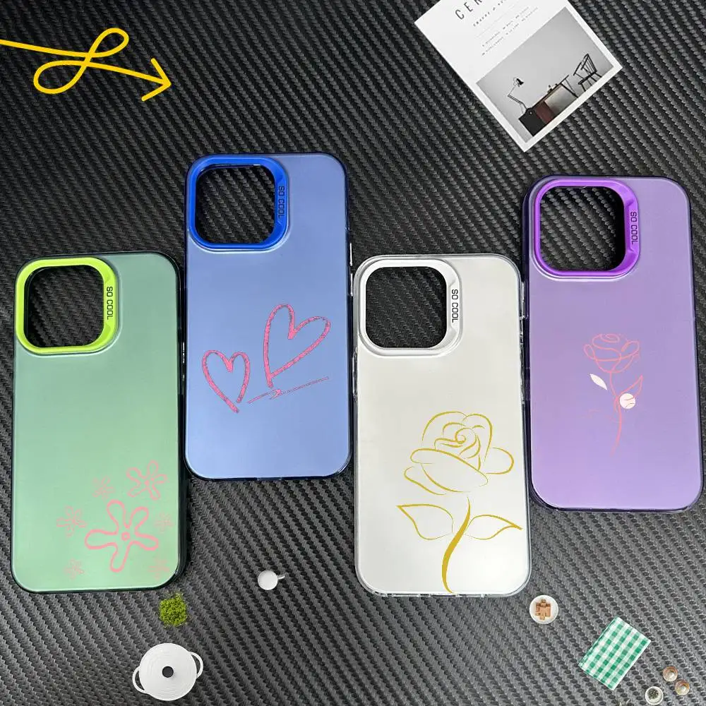 

Valentine's Day Heart Clear Phone Case For iPhone17, 16,15,14,13,12 Pro Max white Candy Matte Shockproof Cover