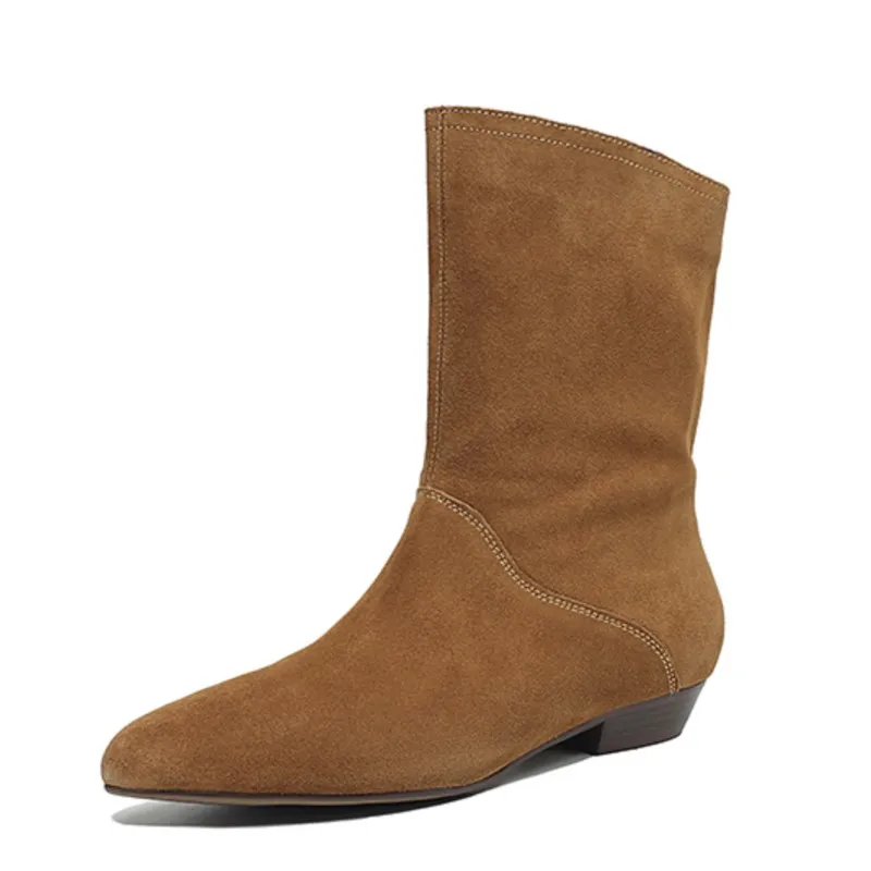 Dilalula 2025 Popular Kid Suede Young women's Ankle Boots Concise Slip On Short Boots Female Low Heel Leisure Brown Boots Women