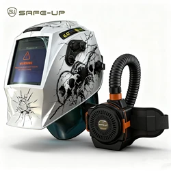 SAFEUP Welding Helmet Air Fed Respirator Large Viewing Mask for Grind Cut Welder MachineTrue Color Filter Dust Removal Nylon